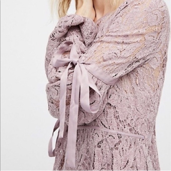 BNWT Free People Lace Balloon Sleeve Mini Dress - Picture 7 of 8